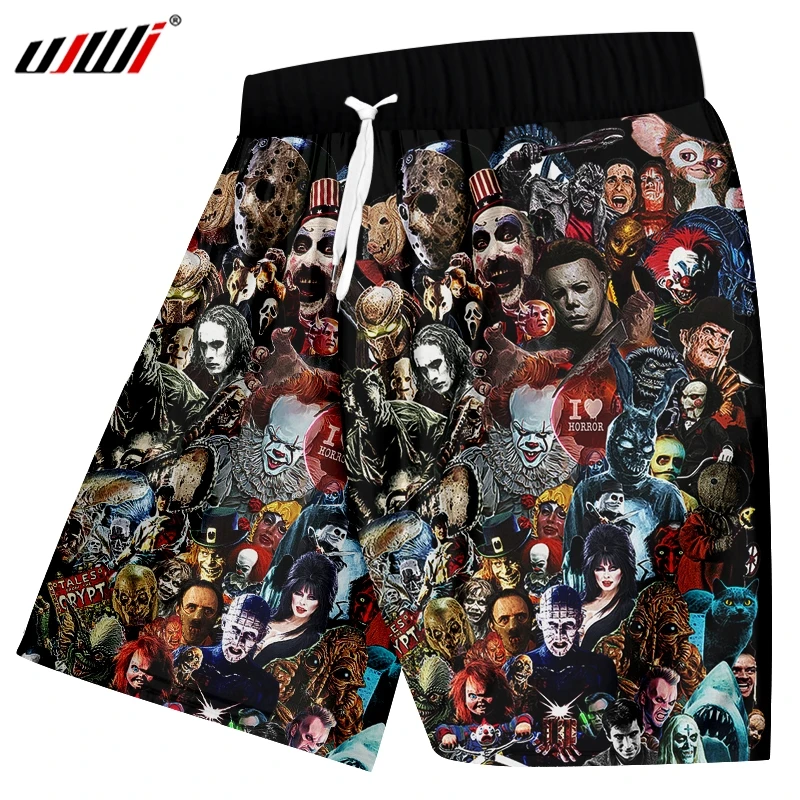 Мужские пляжные шорты UJWI с 3D-принтом черепа маска ужаса Харадзюку оверсайз для