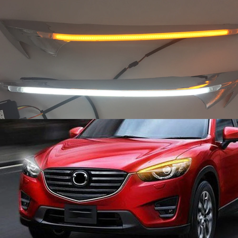 Для Mazda CX-5 CX5 2012 2013 автомобильный головной светильник для украшения бровей желтый указатель поворота DRL Светодиодный дневной ходовой светильник