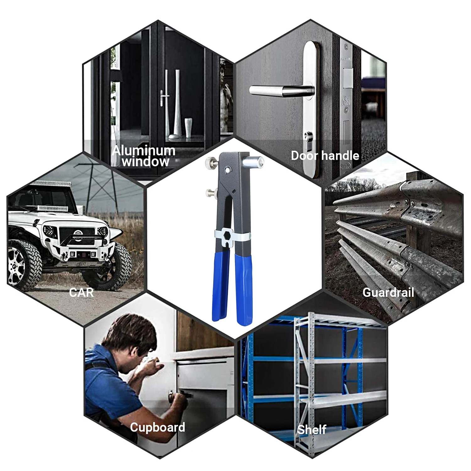 

86PCS Rivet Nut Tool Kit Set Blind Rivet Nut Hand Riveter Wrench Threaded Tool Rivet Nut with Metric Rivet Nuts M3 M4 M5 M6 M8