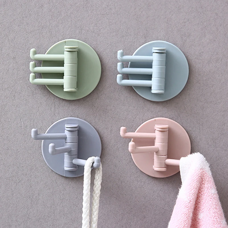 

Rotatable Seamless Adhesive Hook Strong Bearing Stick Hook Kitchen Wall Hanger Bathroom Kitchen supplies Hooks