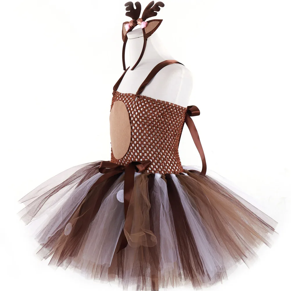 Deer Tutu Dress Happy Purim Baby Girls 1st Birthday Party Dresses Carnival Halloween Winter Cosplay Costume Clothes For Kids | Детская