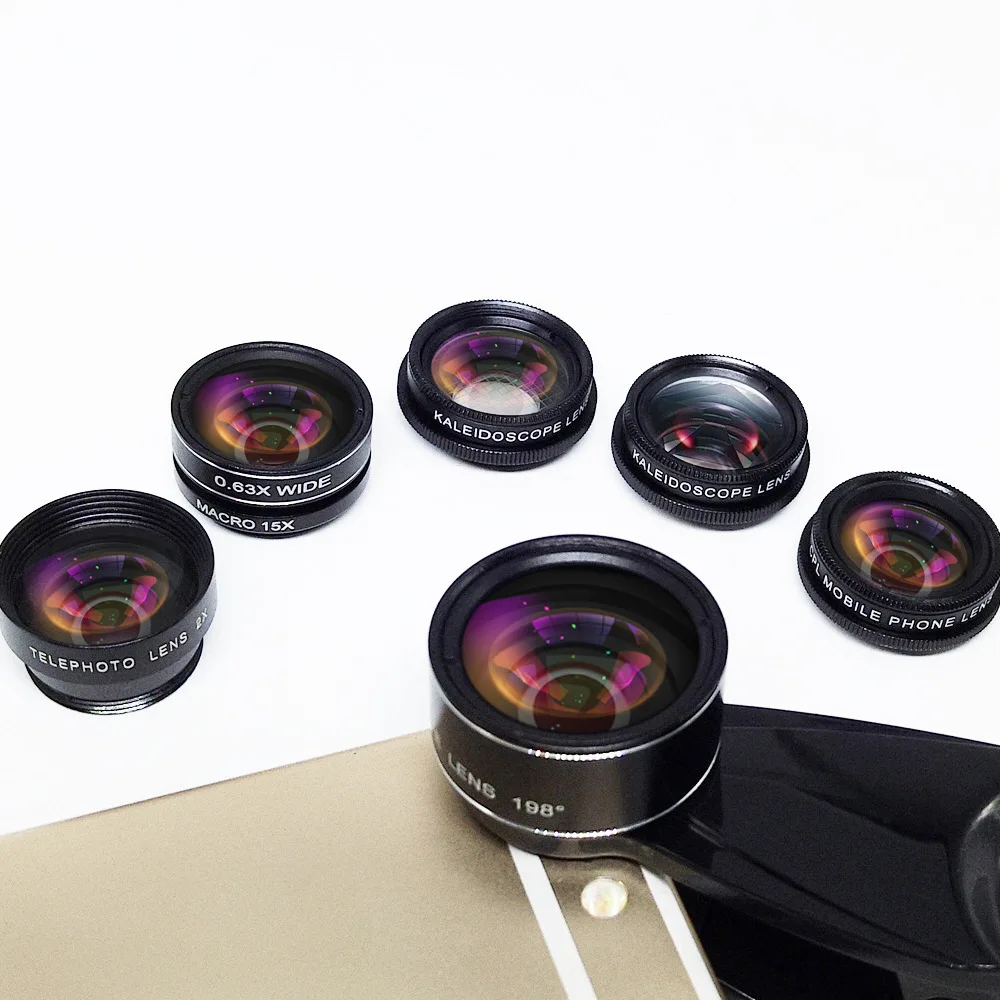 10 in 1 Phone Lens Kit Fisheye lens super Wide Angle macro CPL Filter Kaleidoscope and telescope for smartphone | Мобильные телефоны