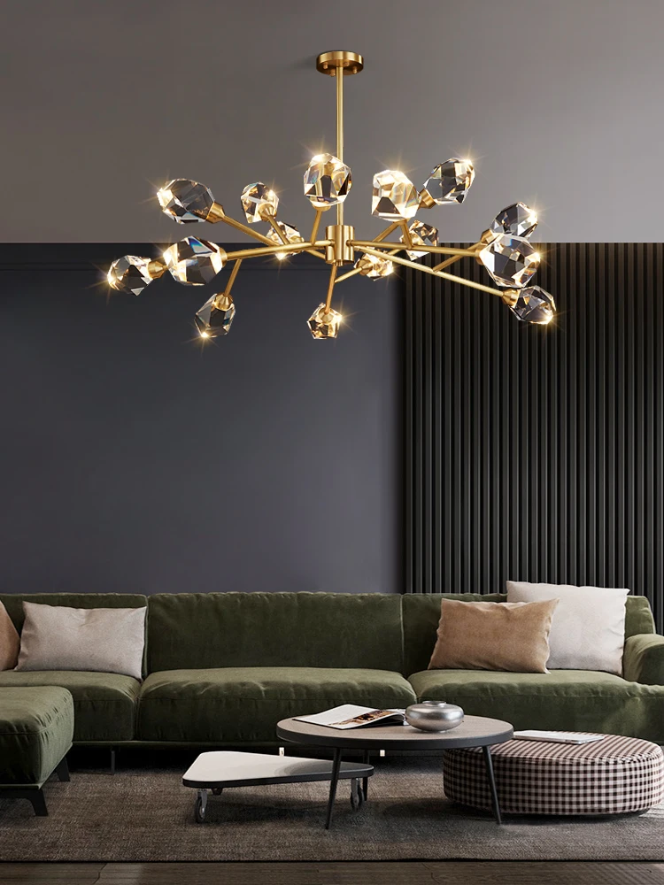 

Современсветильник медная люстра с 12 головками, роскошная хрустальная лампа для ресторана, гостиной, молекулярная лампа для декора гостино...