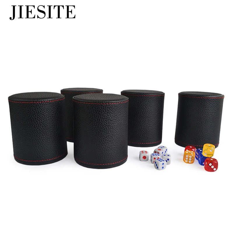 Горячая VSOP кожа + пластиковый стаканчик для игральных костей набор с 6 шт.