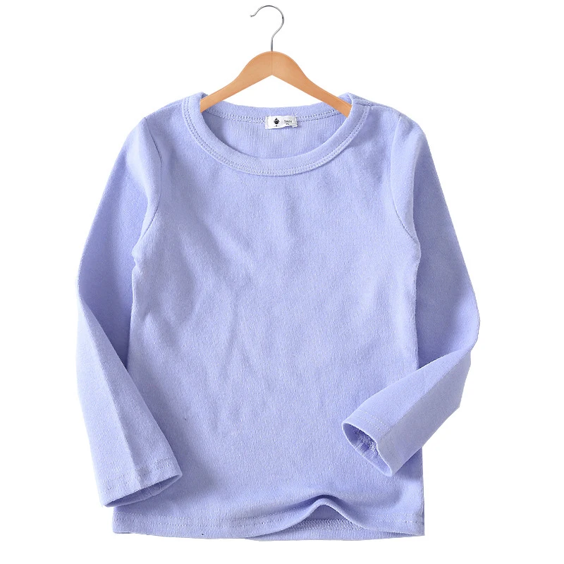 light purple Новинка года, осенне-зимние топы с длинными рукавами для маленьких мальчиков и девочек, топы унисекс в Корейском стиле для маленьких мальчиков и девочек, футболка для младенцев, LZ113 - Цвет: light purple