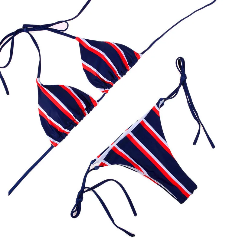 

Bikini Swimwear Women's Swimsuit 2021 Ttripe Sexy Ladies Low Waist 2-Set Female Bikini Swimming Bathing Suit Beachwear Summer