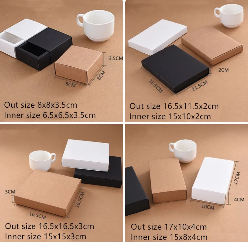 Коробка для подарков черно-белая Крафтовая 20 шт. | Дом и сад