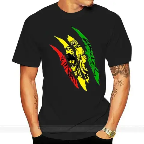 Мужская хлопковая футболка, модная футболка с изображением Льва Иуды, регги, музыки, растафари, раста, летняя, натуральная