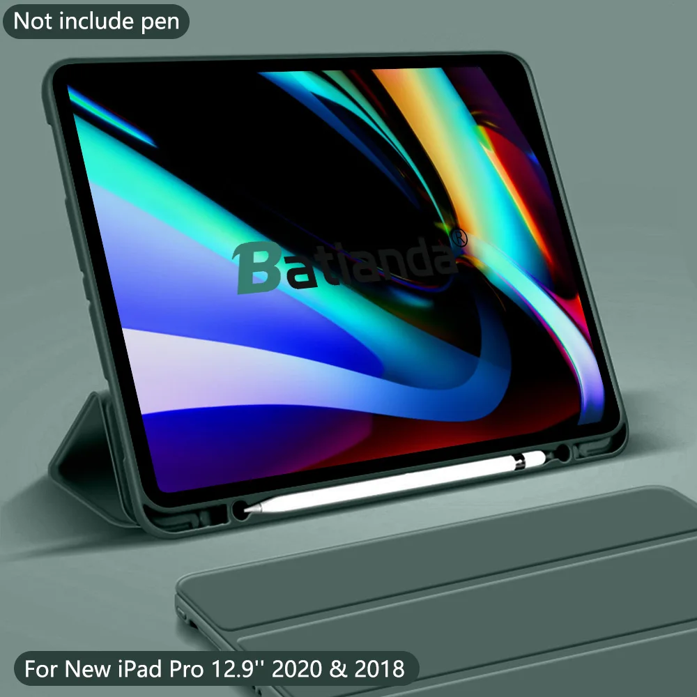 

Batianda Case for iPad Pro 12.9 4th Gen 2020 Multi-Fold PU Leather Smart Case For iPad Pro 12.9 2018 3th Gen with Pencil Holder