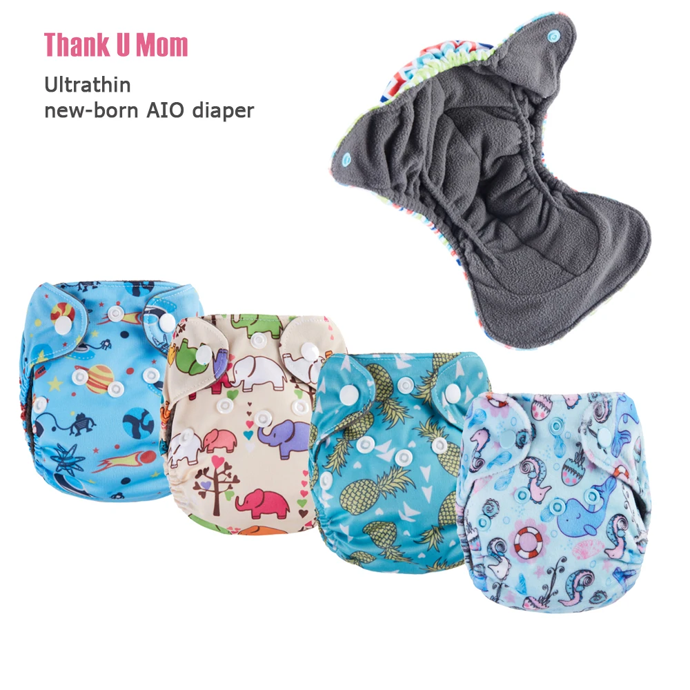 AIO-pa&ntilde;ales de tela ultrafinos para beb&eacute; reci&eacute;n nacido, 10 piezas, bot&oacute;n del vientre, forro de carb&oacute;n transpirable, 2-4kg-0