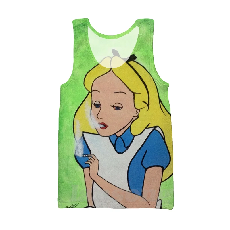 Алиса в стране чудес 3d графический принт футболки стиле панк Для мужчин Harajuku Funnyt