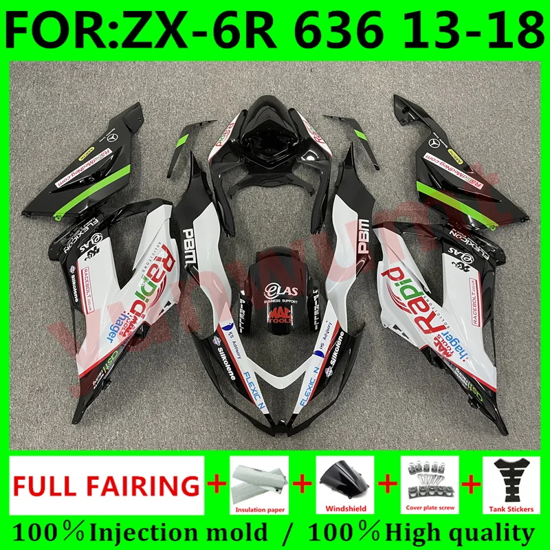 

Новый комплект обтекателей для мотоцикла ABS Подходит для kawasaki Ninja ZX6R 636 2013 2014 2015 ZX-6R 13 14 15 16 17 18 обтекатель черный белый