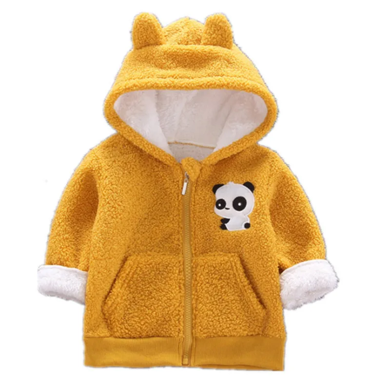 Winter Children Fashion Clothes Kid Boys Girls Lovely Cartoon Panda Plus Thick Velvet Long Sleeve Hooded Jacket Baby Infant Coat | Детская