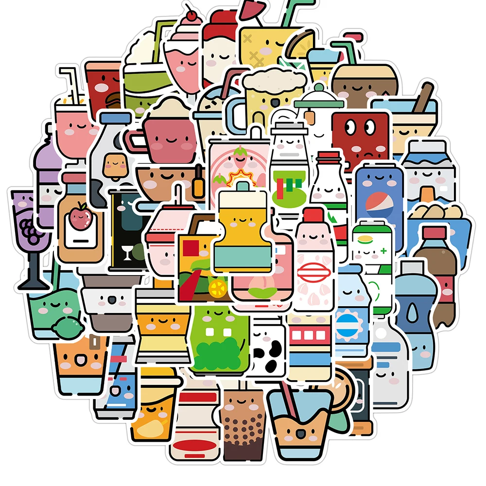 

10/50PCS Summer Cute Flavored Drink Cartoon Stickers PVC Kawaii Beverage Decal Sticker for Girl DIY Laptop Stationery Phone