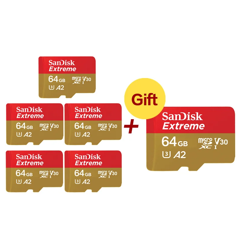 64GB A2 SanDisk купить 5 получить 1 бесплатно карты памяти Экстремальный 32 Гб A1 Micro SD карты 64 Гб 128 ГБ SDXC UHS-I U3 4K A2 флэш-карты памяти Microsd - Емкость: 64GB A2