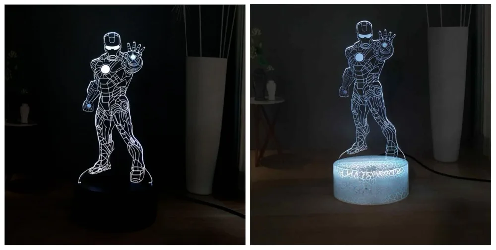Фигурки Marvel светодиодный ночник RGB7colorful стоящий крутой Железный человек настольная лампа дети кабинет лампа Дети подарок на день рождения праздник