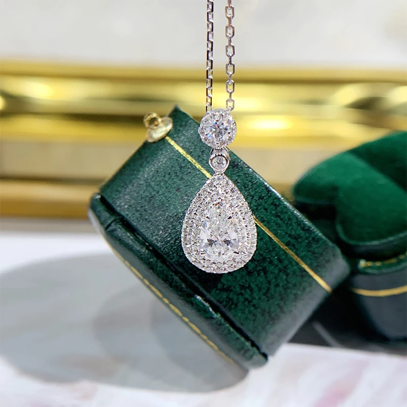 LUOWEND 100% 18K цельный кулон из белого золота ожерелье натурального бриллианта в