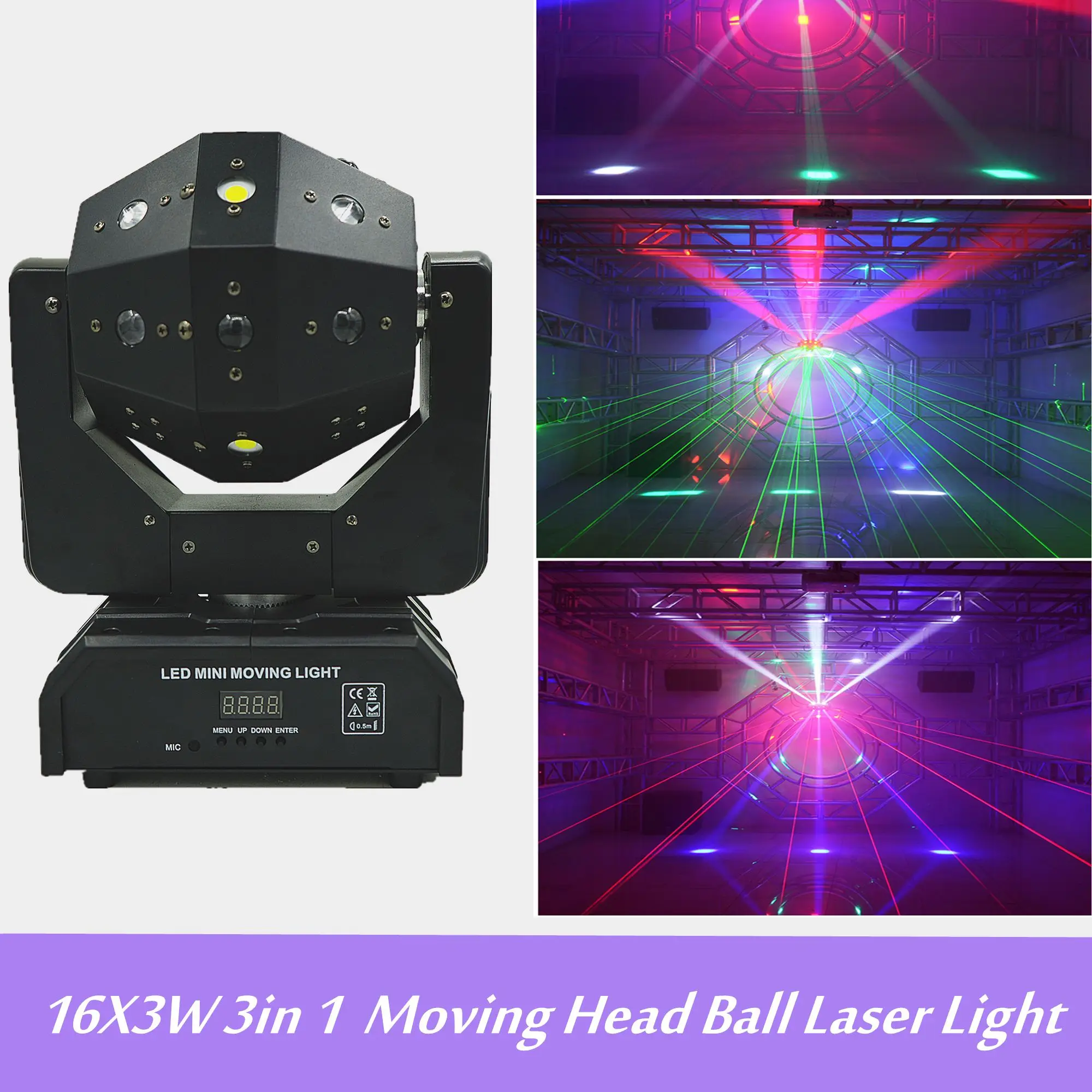 

16X3W 3in1 Laser for DJ disco party stage ball lights Moving Head Light Laser Rock Stage Rotating Bar Light