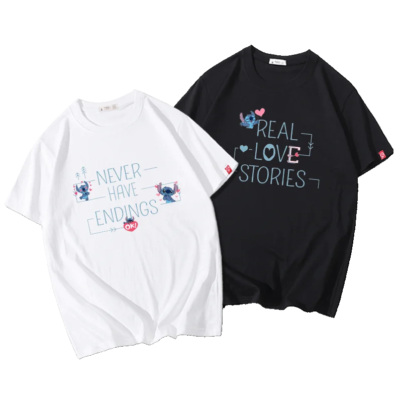 

Disney 2021 Stitch T-shirt short sleeve loose round neck Harajuku cute cartoon printed couple T-shirt combi and bodysuits