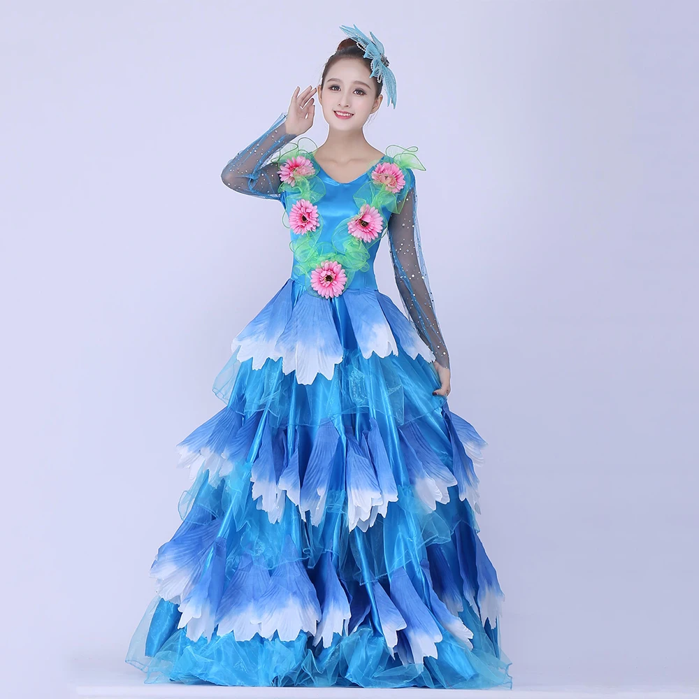 Женское платье для фламенко испанская коррида юбка танца живота с лепестками