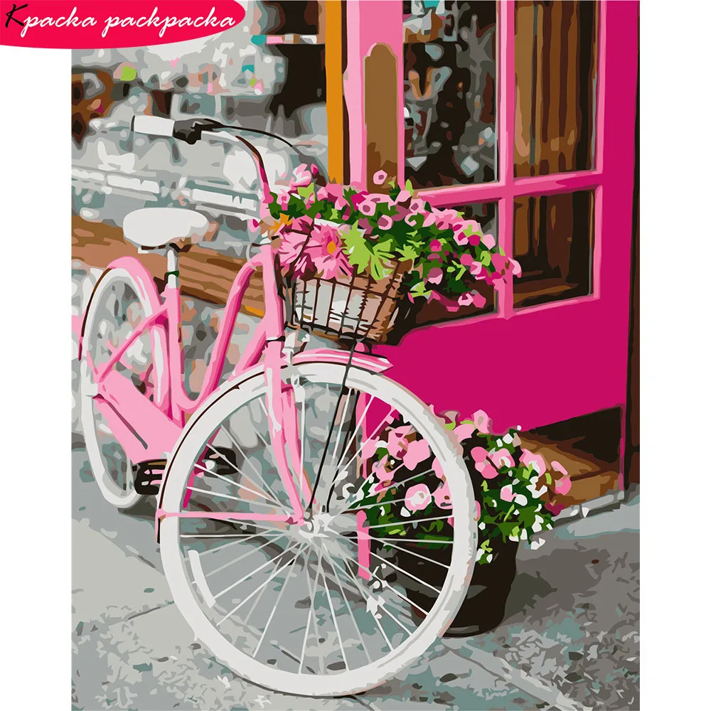 

Bicycle Painting By Numbers Full Kits Frameless Colour By Numbers 19.7x15.7in 24 Colors Handpainted Gift Diff:4 Stars VA-0854