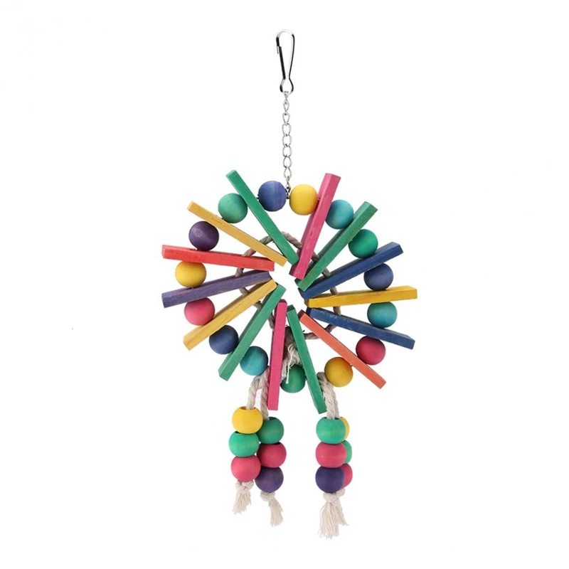 

SKTN Pet parrot toys wooden hanging cage toys for parrots funny bird hanging standing toy pet bird training suppl