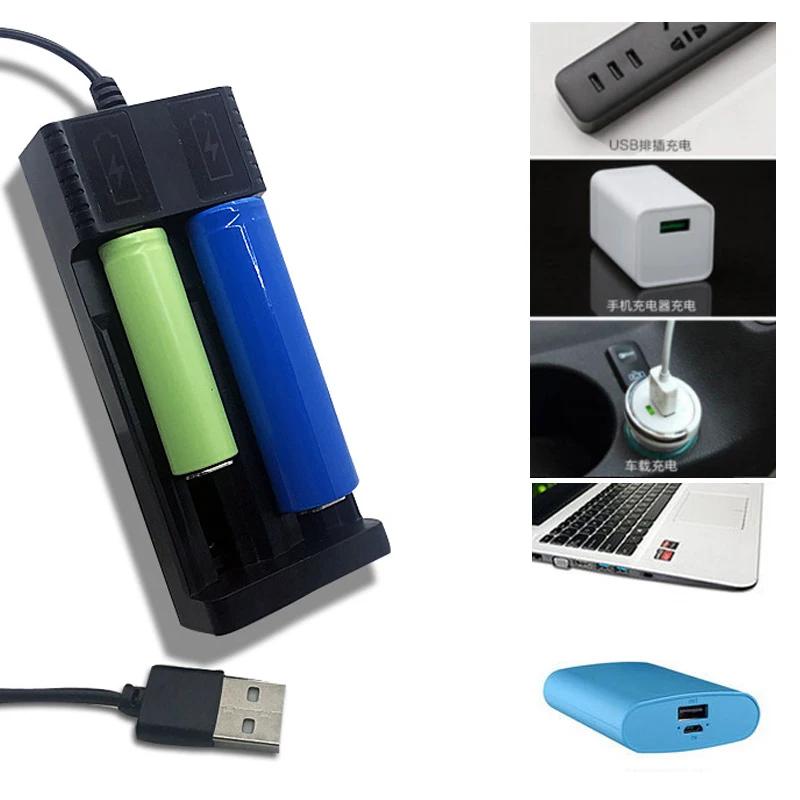 Универсальное зарядное устройство с разъемом USB 1/2 для аккумуляторов 18650 умное