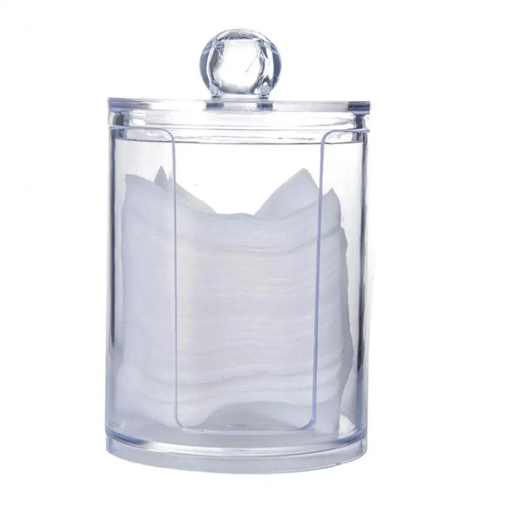 

Clear Round Cotton Swabs Pads Balls Storage Box Facial Puffs Cosmetic Organizer Transparent Makeup Organizer Case Bathroom Bedr