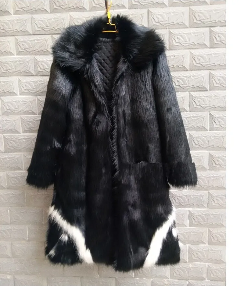 Толстое Мужское пальто из искусственного меха лисы Повседневная Свободная
