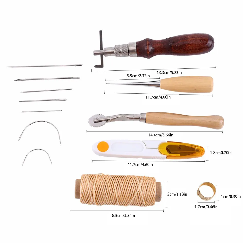 

13PCS Professional Leather Tools Leather Craft Tools Kit Hand Sewing Stitching Punch Carving Work Saddle Groover Set Accessories