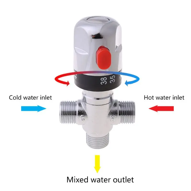 

Metal Thermostatic Mixing Valve Bathroom Faucet Temperature Mixer Control Valve