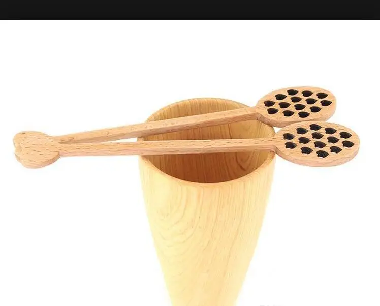 Cucharas de madera para miel y caf&eacute;, cuchara larga para mezclar, herramientas de abeja, agitador de miel, palo agitador, tallado de madera, Stirri-3