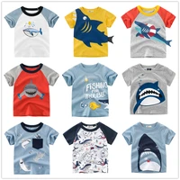 summer kids clothes boys baby 1 to 9 100 cotton short sleeve shark cartoon t shirts clothes children kids tops clothing