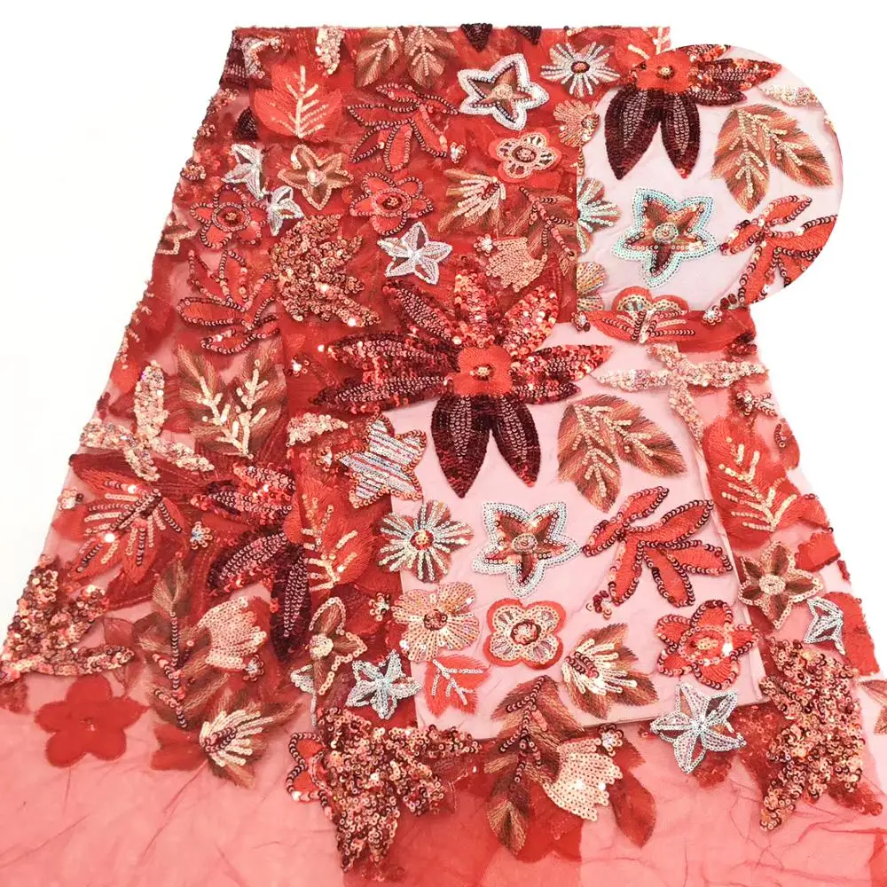 

High Quality African Sequence Lace Fabric 2020 With Flower Embroidery African Ribbon Organza Fabrics For Wedding ZP1125