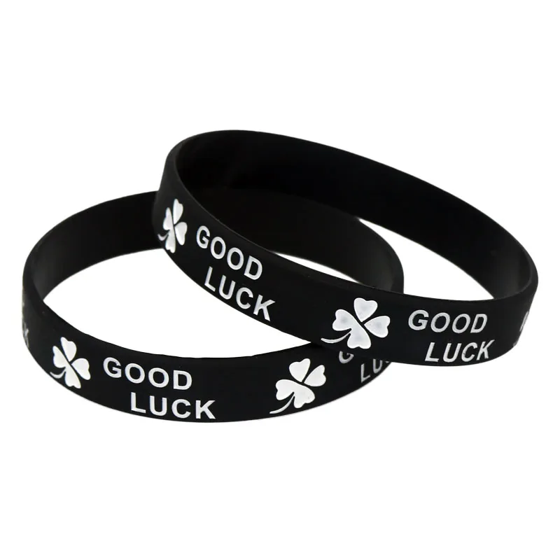 1 шт. новое модное клевер удачи Wristband силикона Черный Зеленый Белый Резиновые