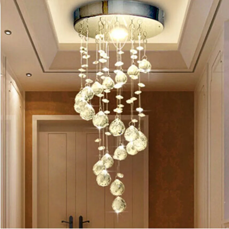 

Modern Spiral Crystal Chandelier for Home Entrance Stair Staircase aisle Corridor Ceiling Hanging Lamp Home decoration LED Lamp