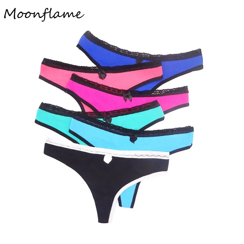 Хлопковые трусики Moonflame 5 шт./лот стринги кружевные женские 87277|Женские трусики| |