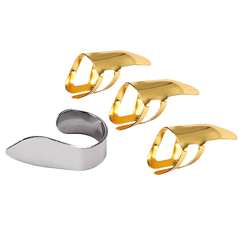 4 шт. металлический 1 Серебряный большой палец и 3 золотые пальчиковые лаки для