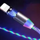 Магнитный зарядный мобильный телефон 1 м кабель потока световой освещение Шнур кабель зарядного устройства для Samsung светодиодный кабель с разъемом Micro USB Type-C для iphone