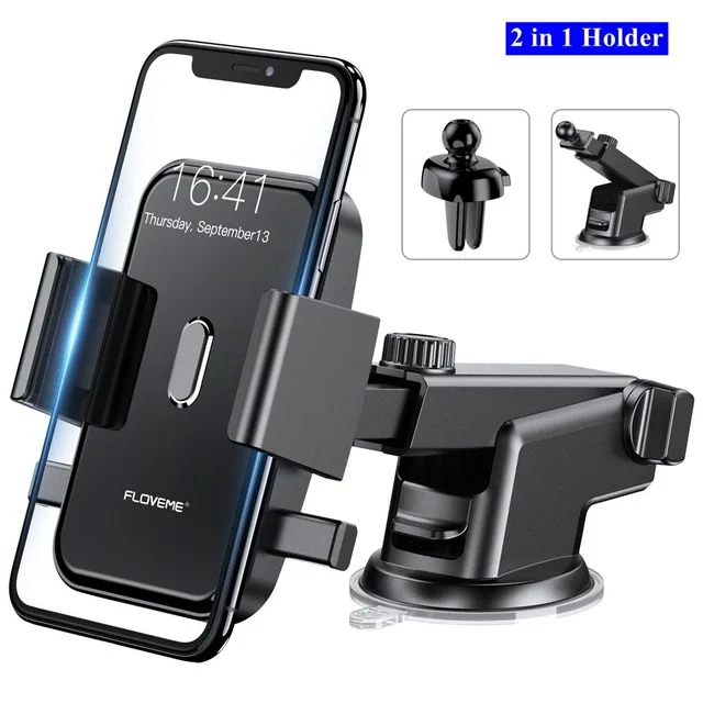 2 in 1 Holder KISSCASE Универсальный Автомобильный держатель для телефона на вентиляционное отверстие для iPhone XR Redmi Note 7 K20 Pro Автомобильный держатель для телефона на лобовое стекло - Цвет: 2 in 1 Holder