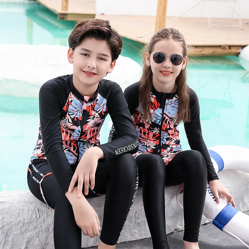 

Детский купальник Rashguard с длинным рукавом, комплект из 3 предметов, облегающий, быстросохнущий, для серфинга и дайвинга, лето 2021