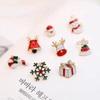 winter new christmas ear clips without pierced female earrings korea cute santa single ear buckle