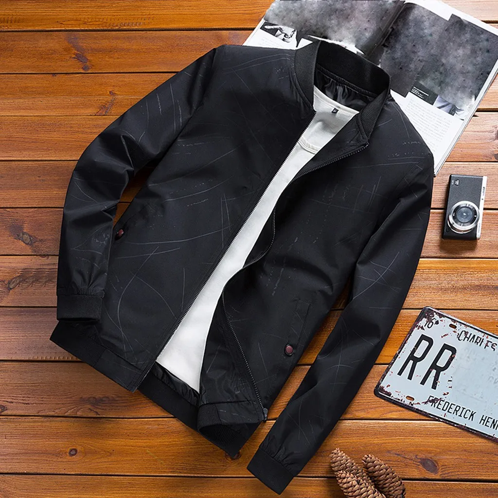 Мужская куртка бомбер на молнии Повседневная приталенная пилот в стиле хип хоп