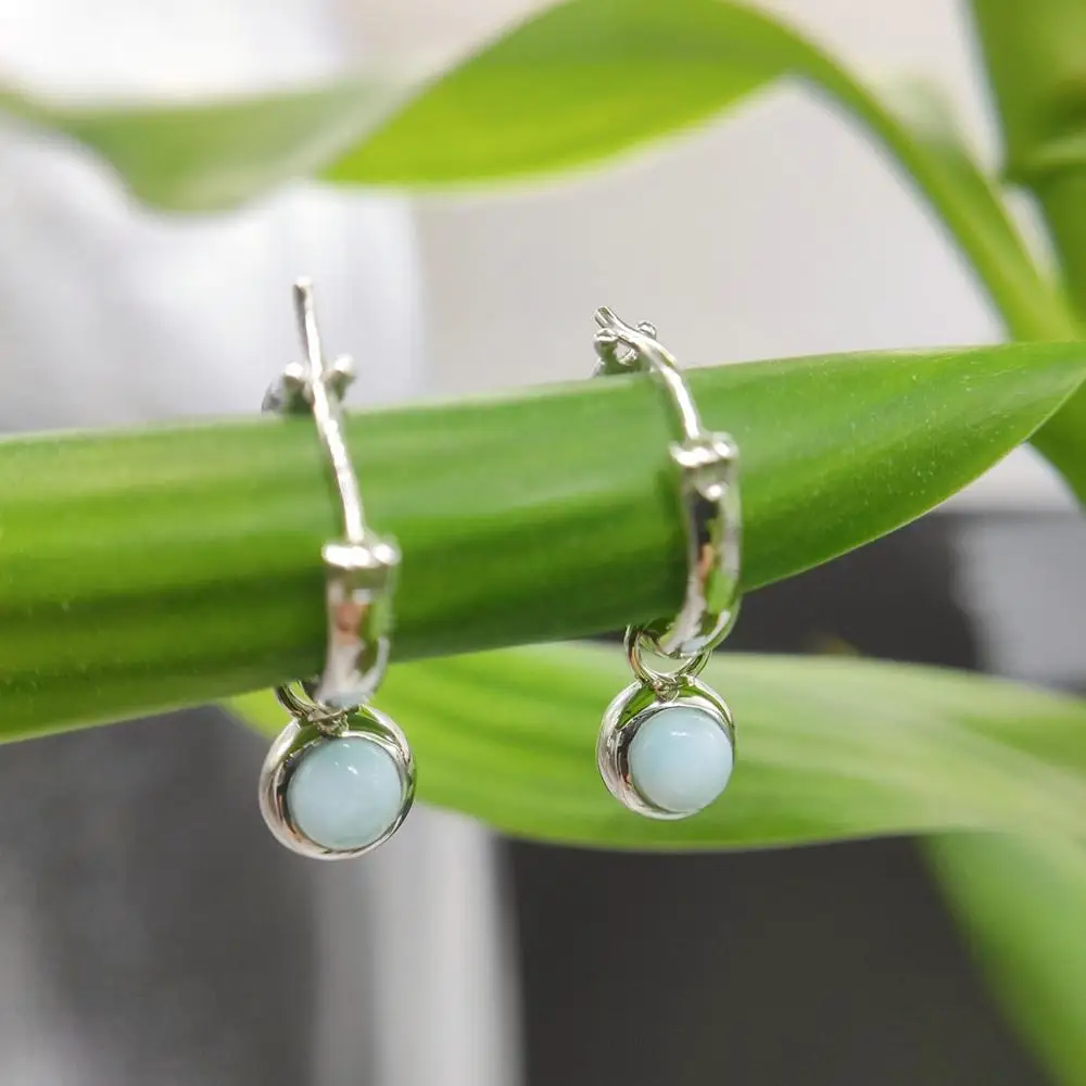 Hutang Larimar женские клипсы Твердые 925 пробы серебро натуральный синий драгоценный камень ювелирные изделия винтажные дизайн для подарка