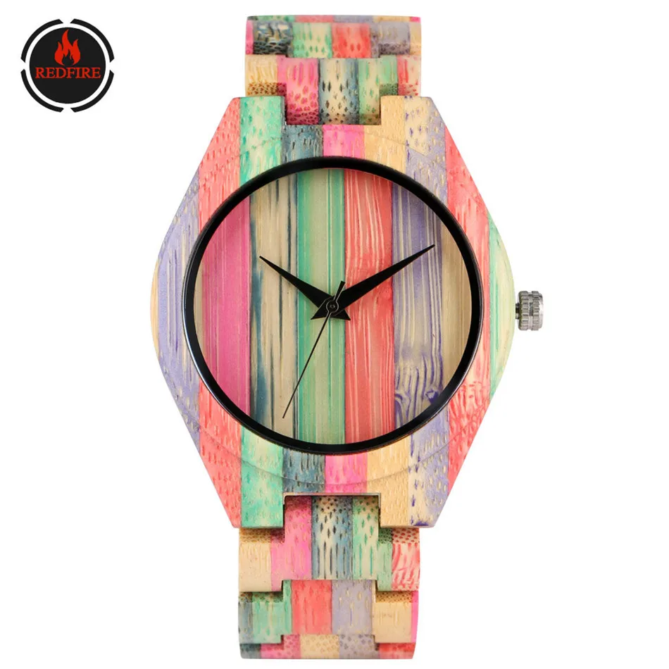Часы REDFIRE Мужские кварцевые минималистичные красочные с бамбуковым деревом