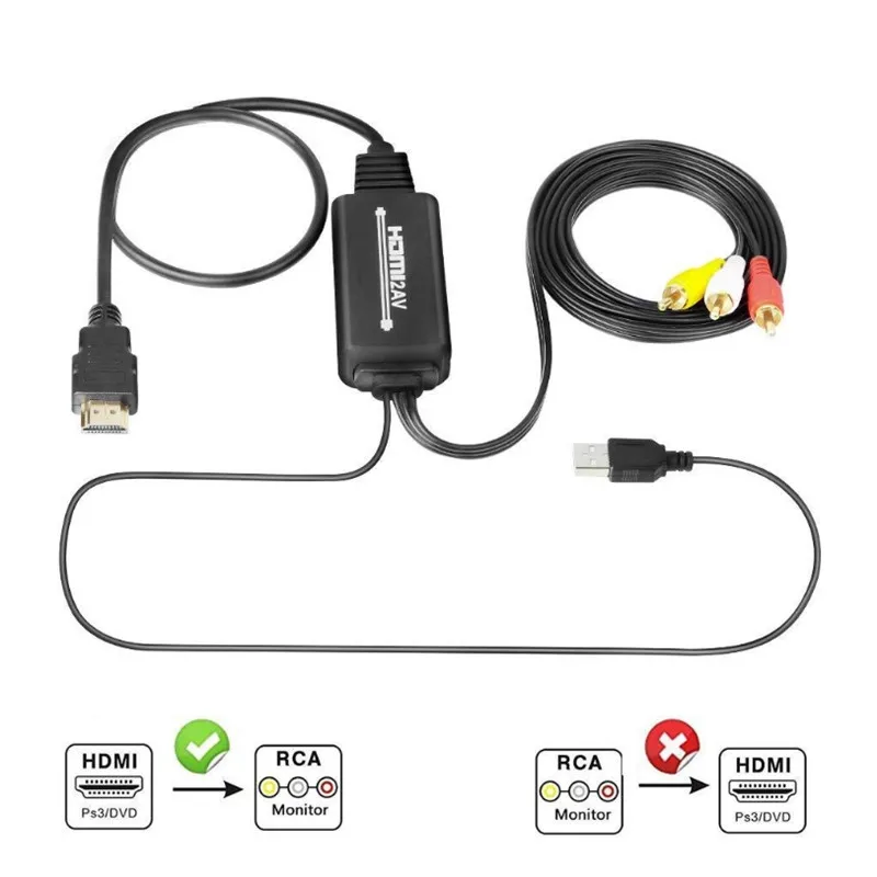 Кабель-переходник с HDMI на AV 1080P HDMI на 3 RCA AV USB, для HD TV PS3/4 TV Box XBOX, DVD, ноутбука от AliExpress WW