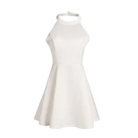 fashion party ladies backless dress wome summer white sleeveless round neck dressing
