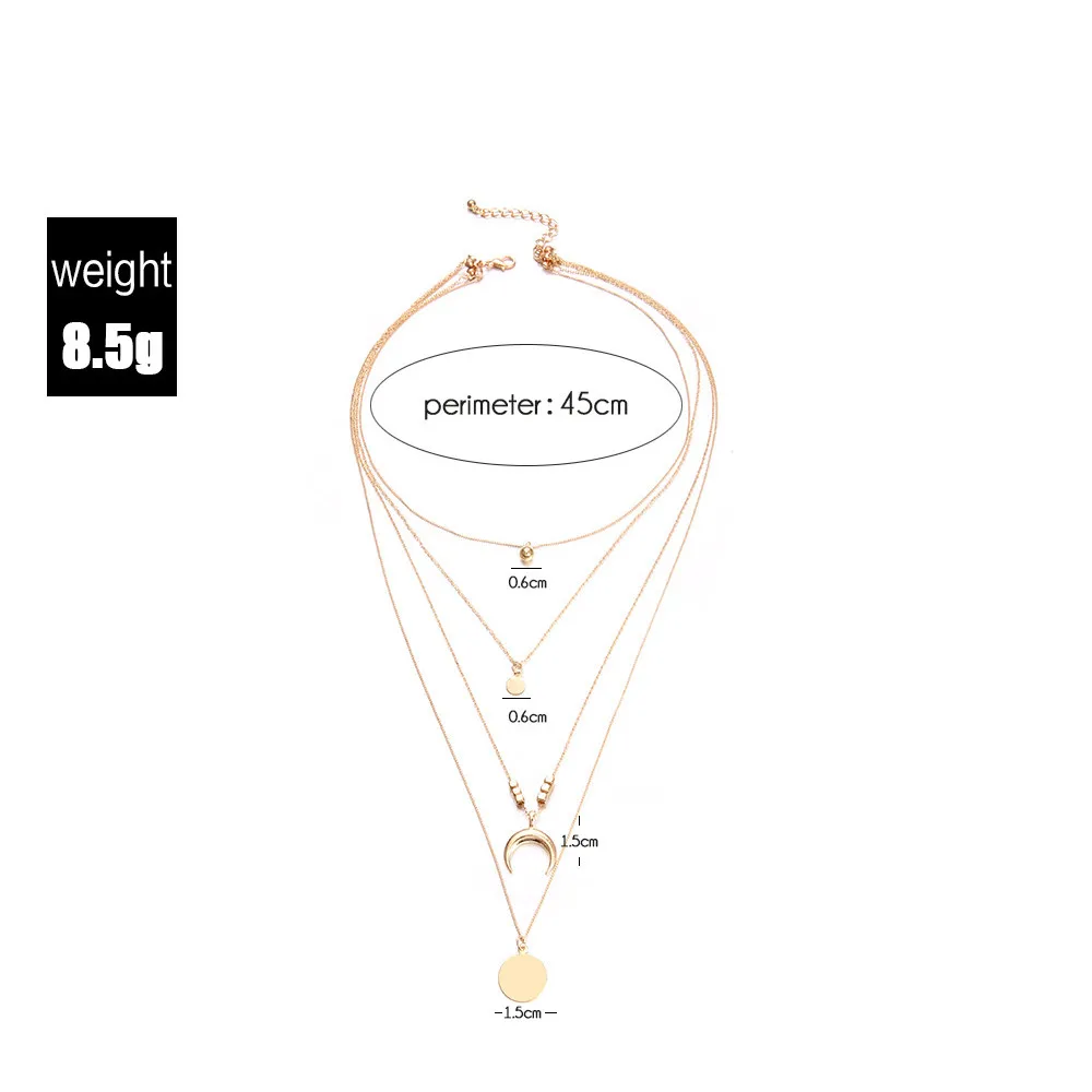 

New Women Multilayer Moon Cross Pendant Necklace Fashion Ladies Elegant Chain Stainless Steel Jewelry 2021