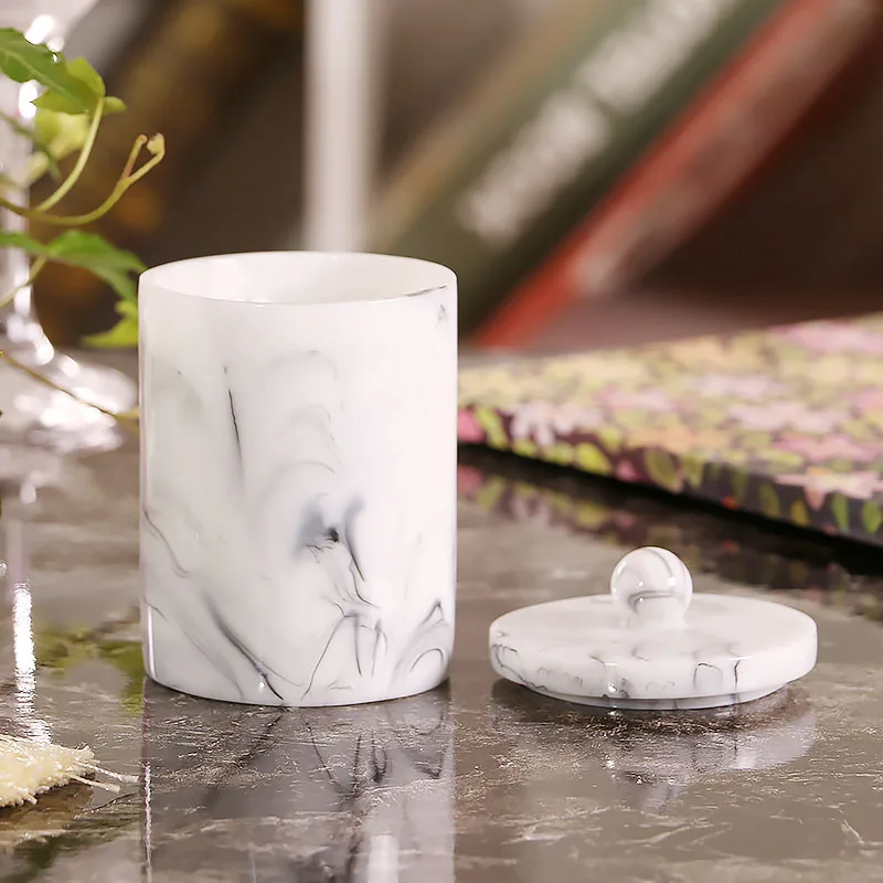 JINSERTA коробка для хранения Из Мраморной смолы 2 жилы органайзер ватных палочек