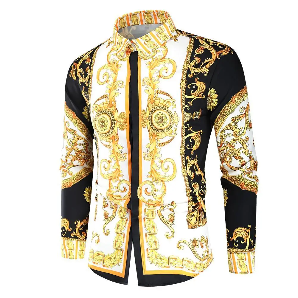 

2021 Luxury Royal Shirt Men Casual Slim Fit Long Sleeve Muslim Shirt